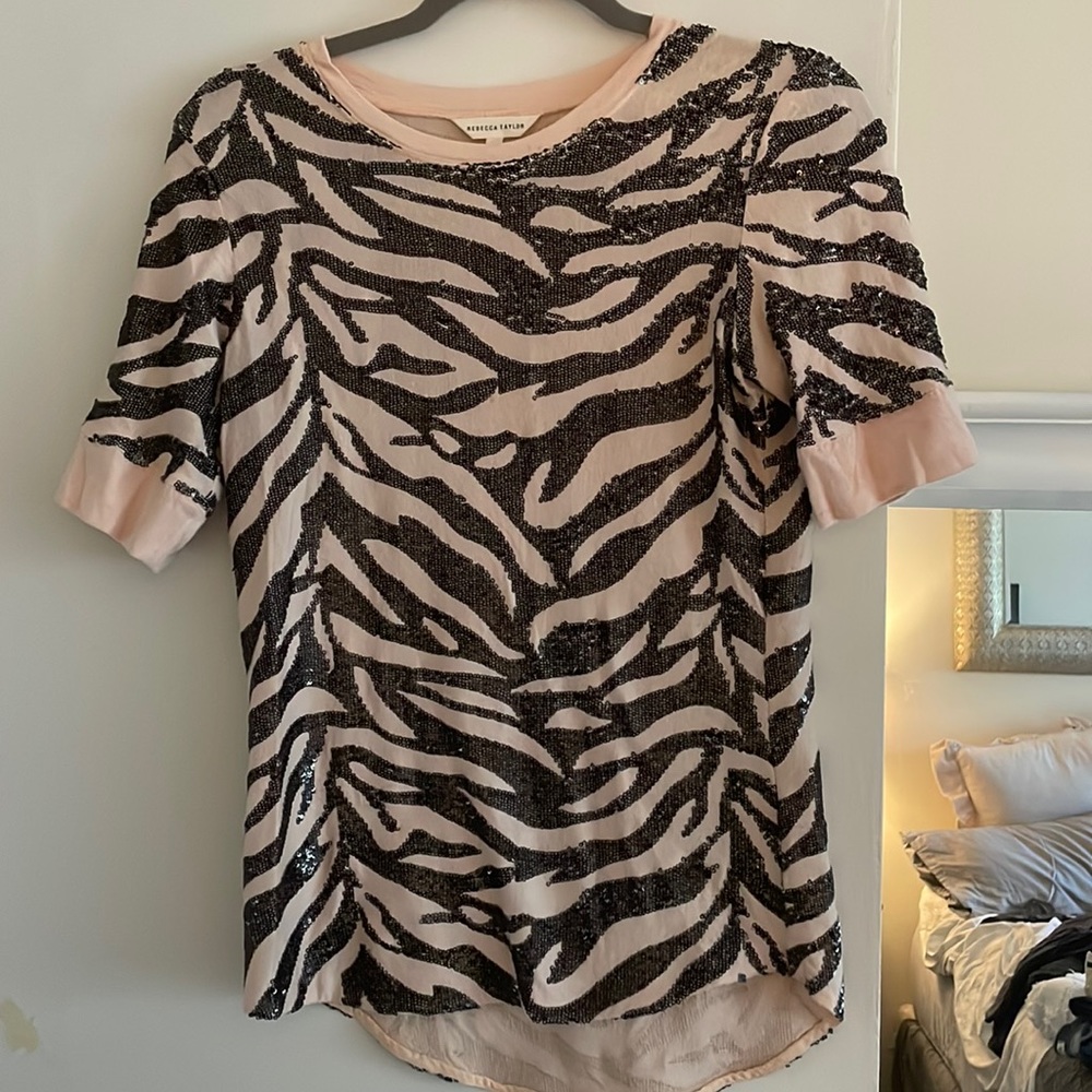 Pink and Black Rebecca Taylor glitter shirt
